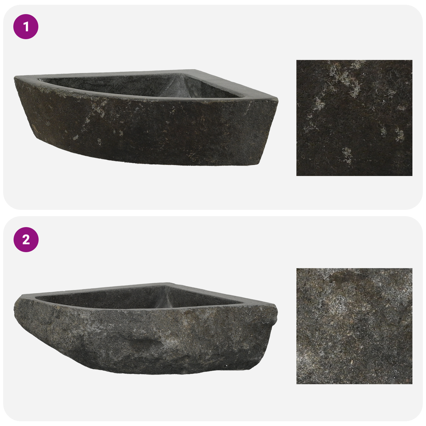 Basin Grey (30-37) x (30-37) x 12 cm River stone
