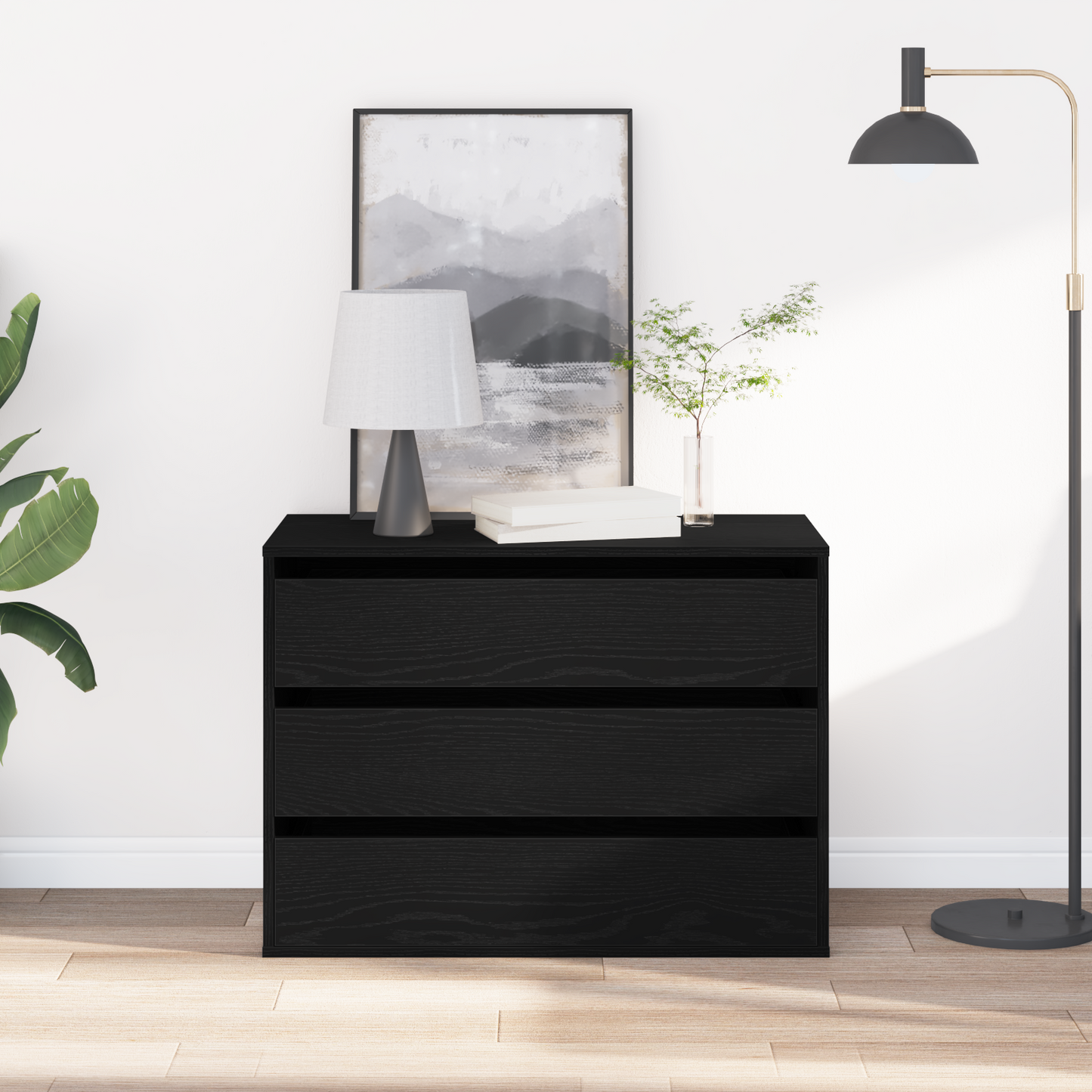 Drawer Cabinet Black 80 x 41 x 58 cm Engineered Wood