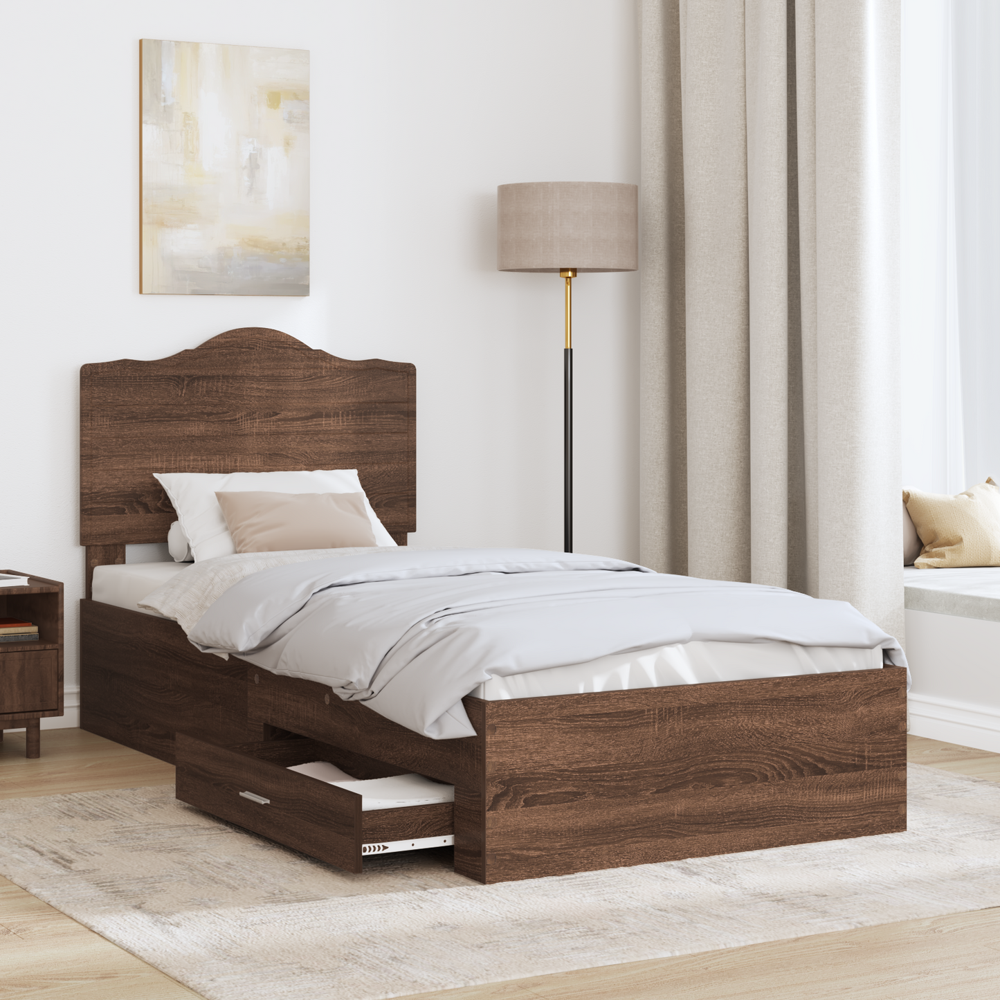 Bed Frame with Headboard Brown Oak 70 x 190 cm Engineered Wood