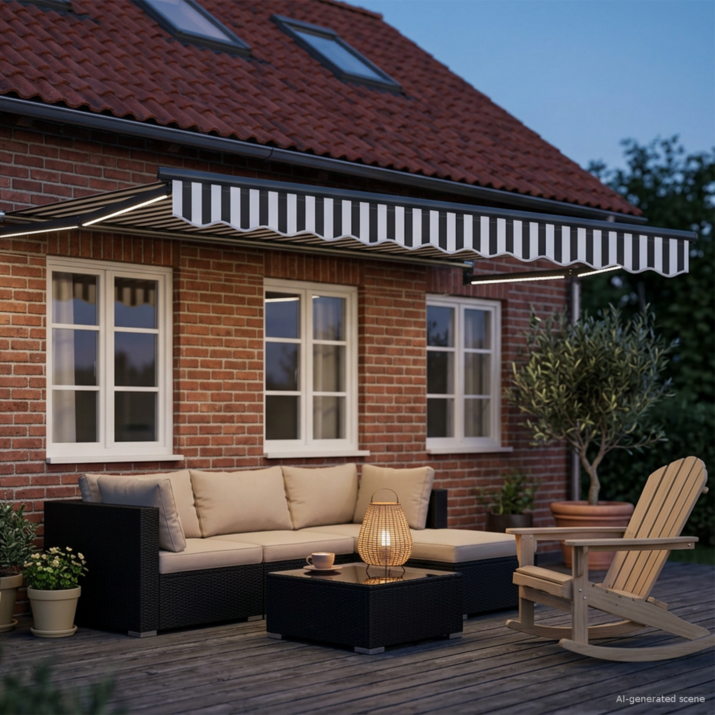 Manual Retractable Awning with LEDs 3.5 x 2 m
