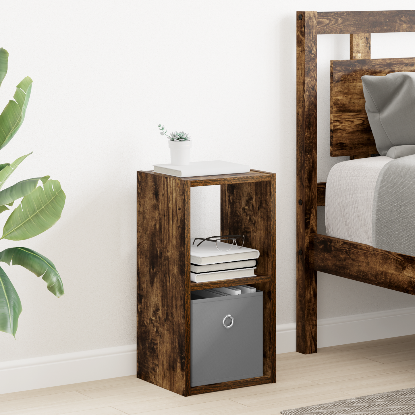 Bedside Table with Drawer 2 pcs Smoked Oak 25.5 x 22 x 49.5 cm