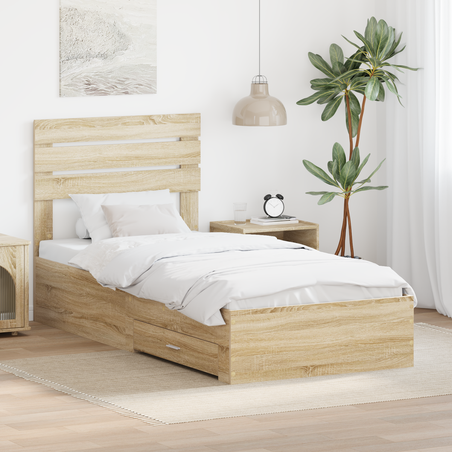 Bed Frame with Headboard Sonoma Oak 90 x 190 cm Engineered Wood