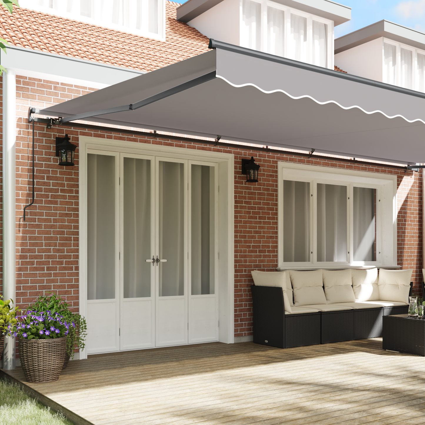 Retractable Awning Light Grey 600 x 350 cm