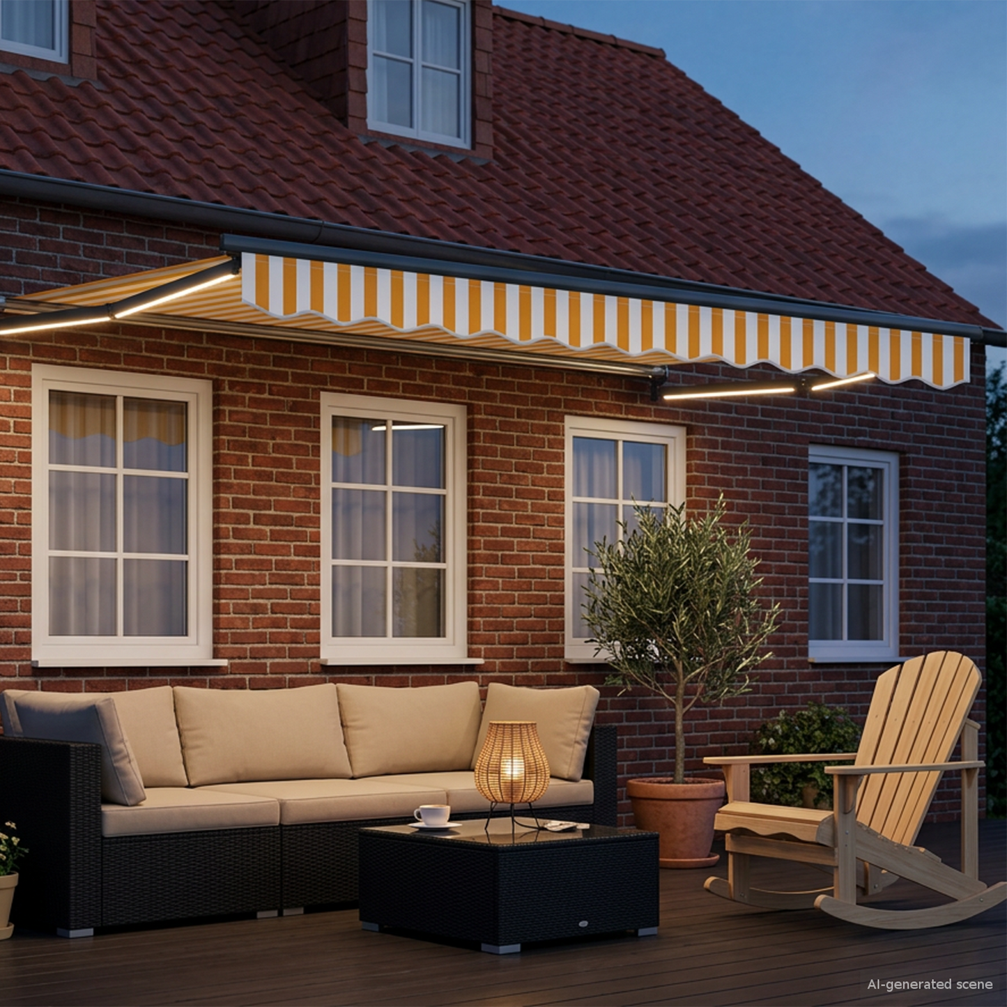 Manual Retractable Awning with LEDs 3.5 x 2.5 m