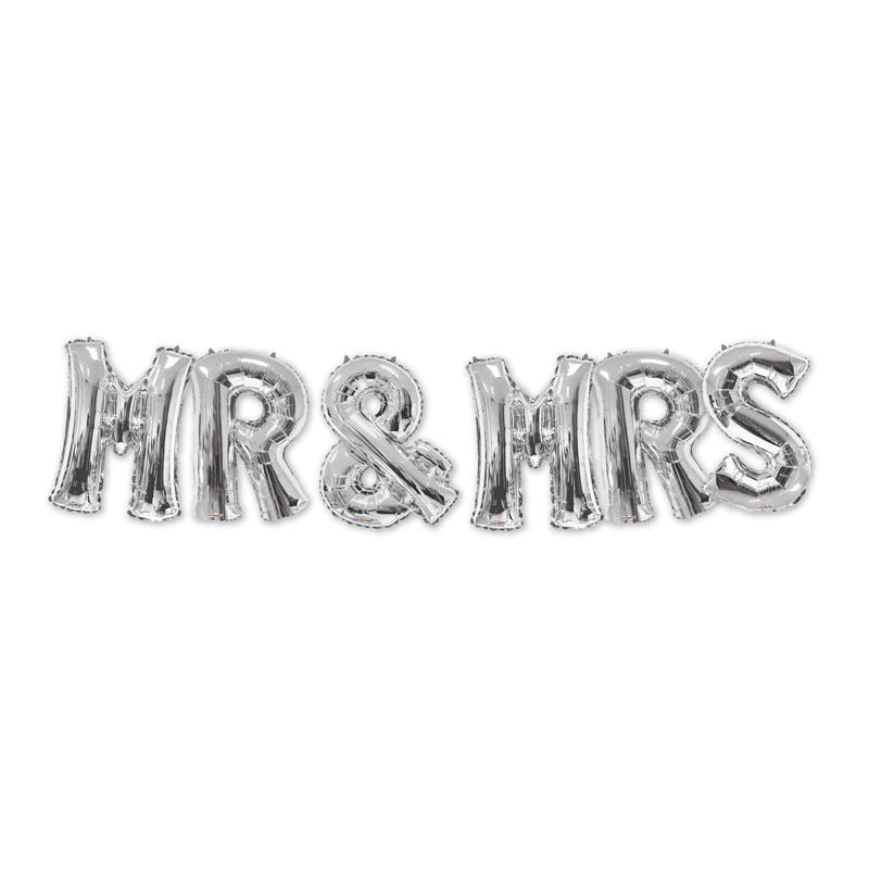 Mr &amp; Mrs Silver Balloon Bouquet
