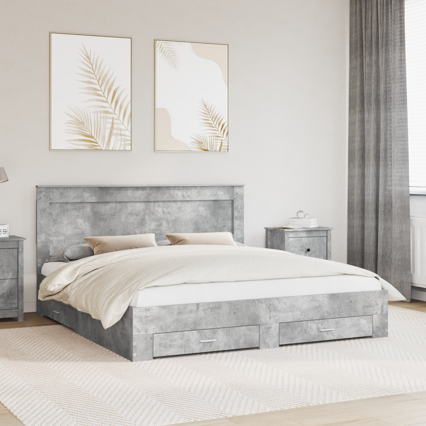 Bed Frame Concrete Grey 180 x 200 cm Engineered Wood