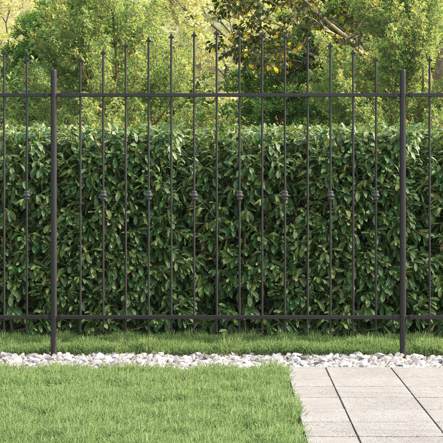 Spike Fence Asten Black 200 x 200 cm Powder-Coated Steel