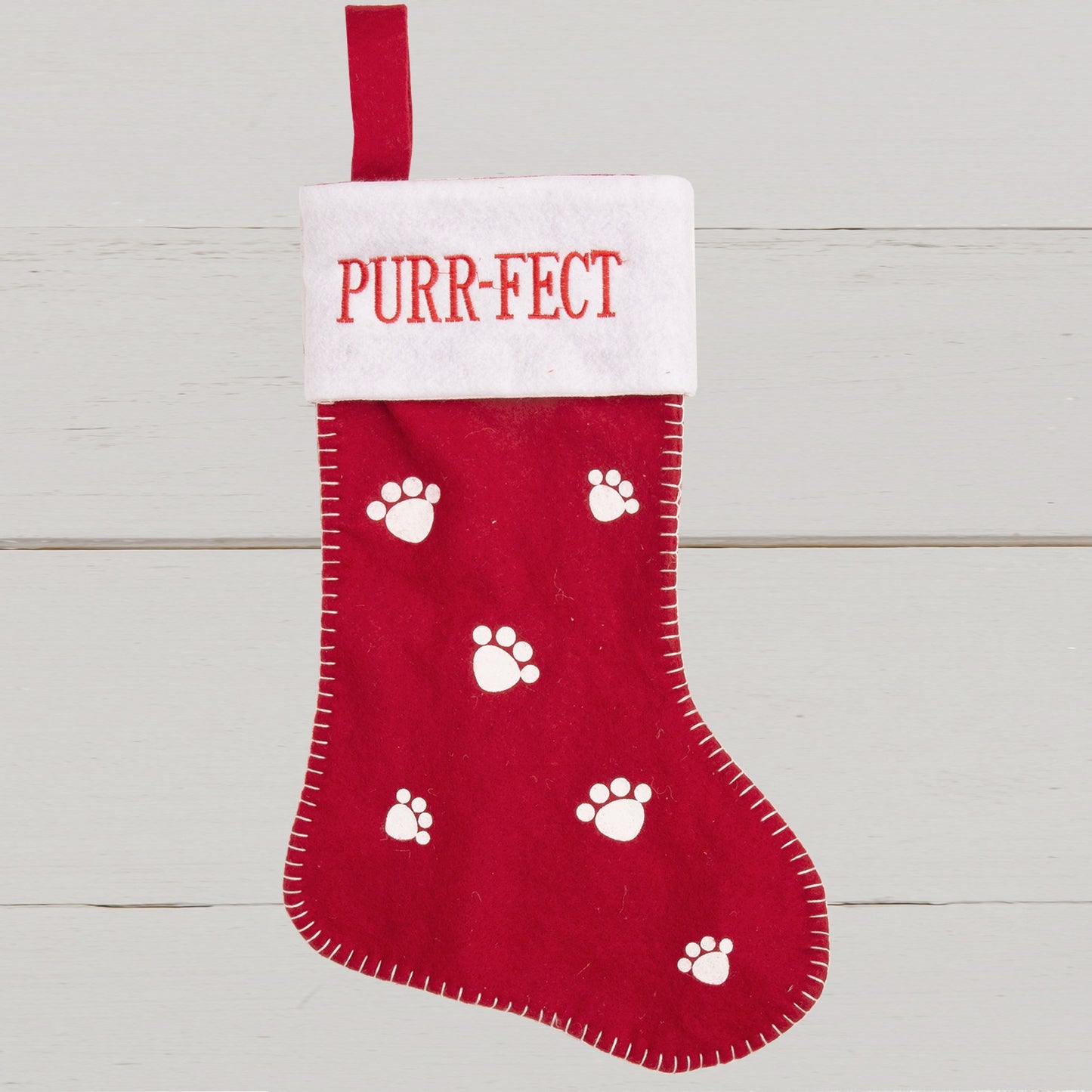 Red &amp; White Cat 'Purfect' Stocking