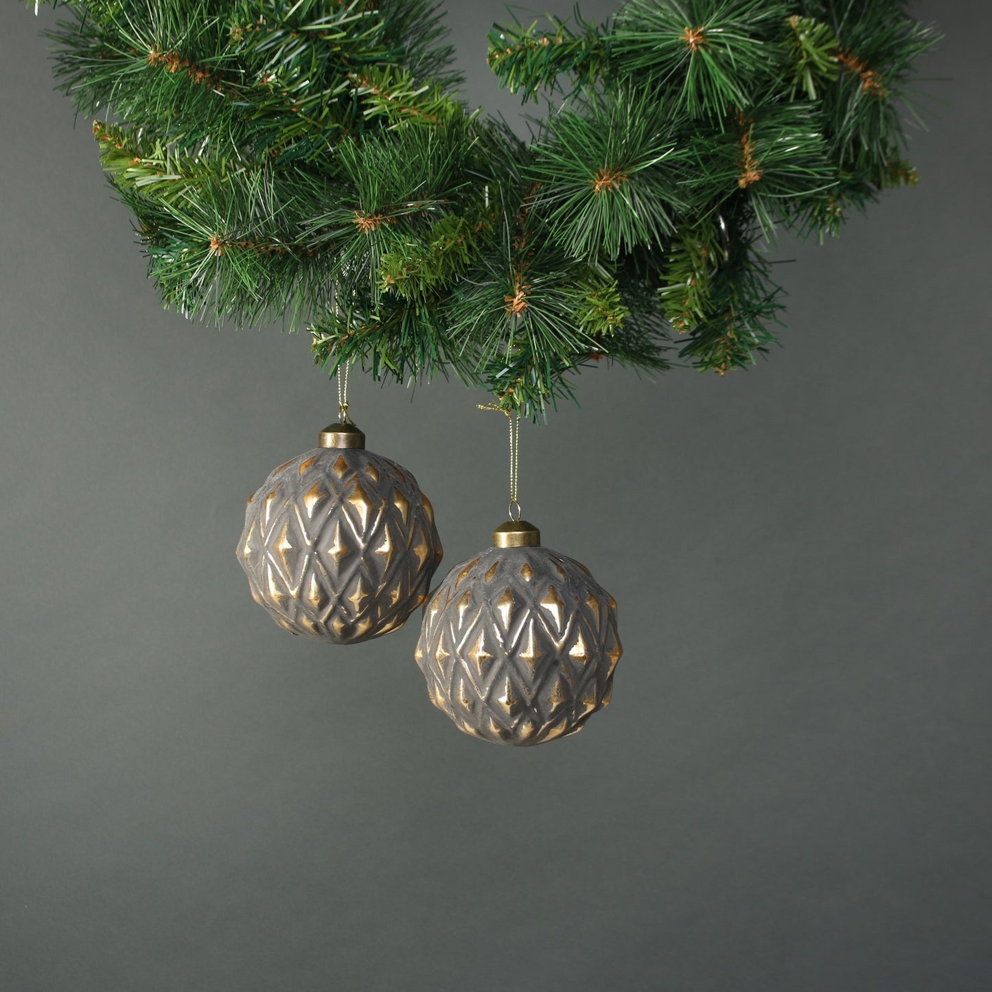 Luna 10cm Glass Bauble Pewter &amp; Gold (Set of 4)