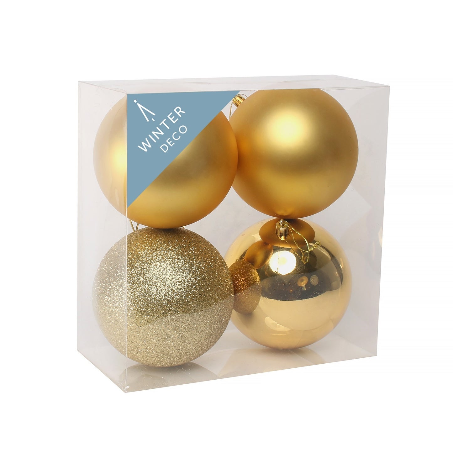 Gold Shatterproof Baubles (12cm) (4 pieces)