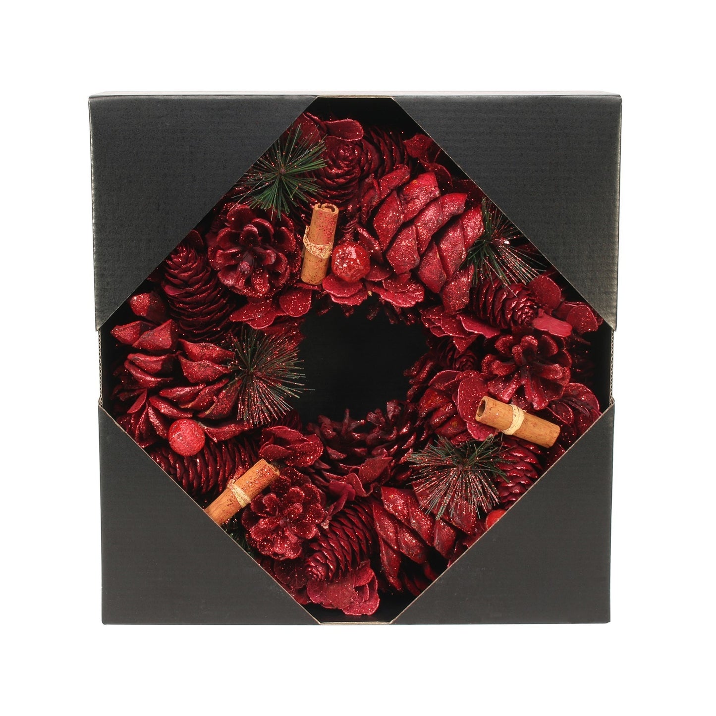 Red Glitter Cinnamon Wreath (30cm)