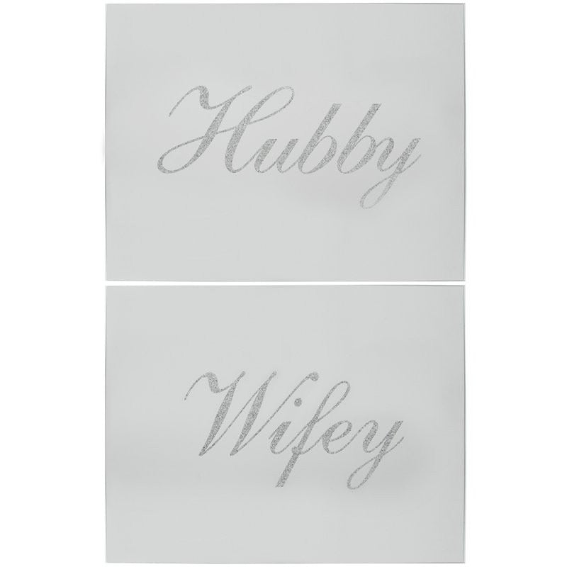 Silver Hubby &amp; Wifey Placemats