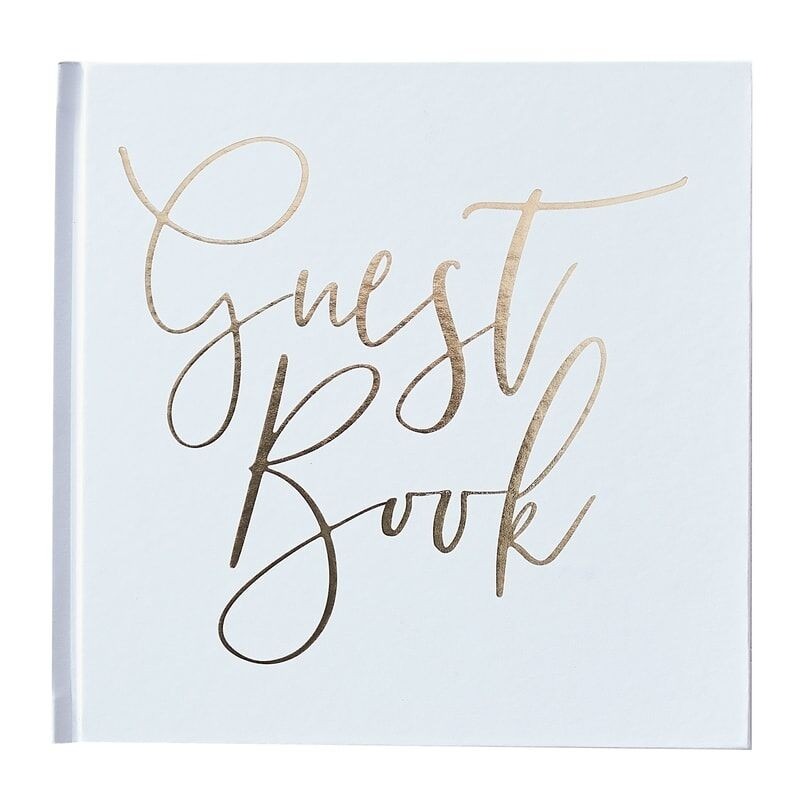White &amp; Gold Guest Book