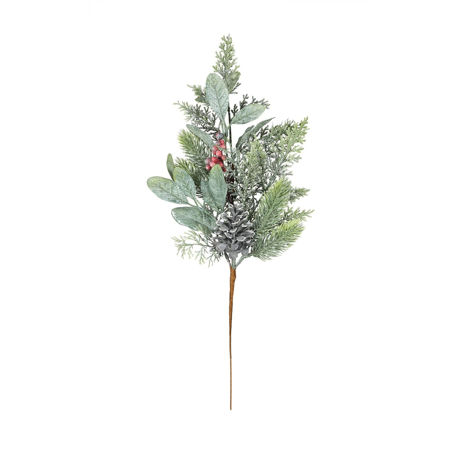 Foliage Pick with Pine Cone &amp; Red Berries (H50cm)