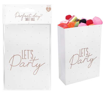 Gold &amp; White Sweet Bags (Pack of 6)