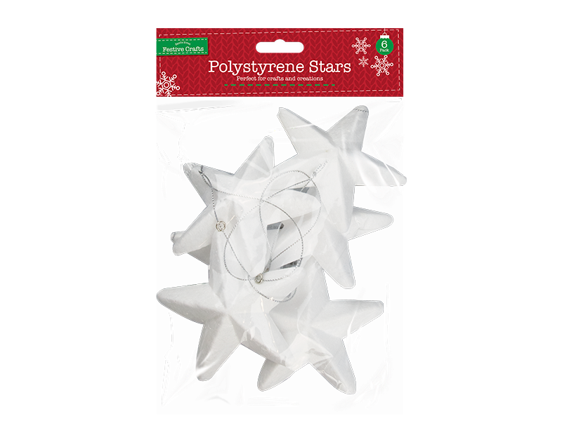 Hanging Polystyrene Stars (Pack of 6)