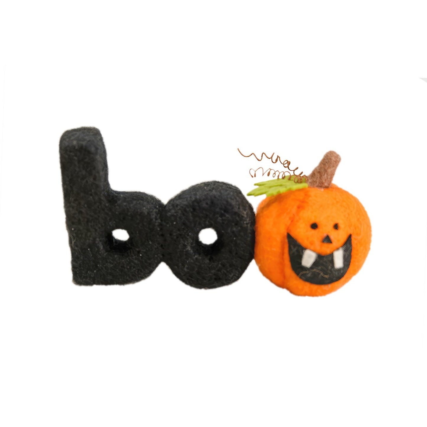 Felt \"Boo\" with Pumpkin Hanging Ornament (7cm)