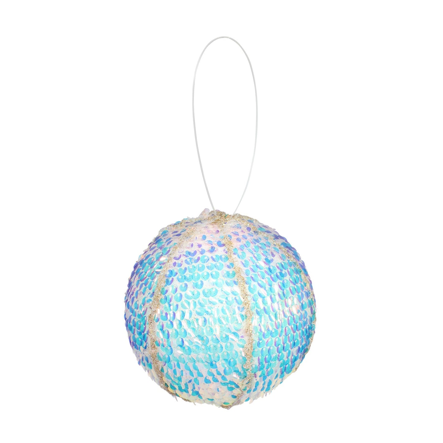 Iridescent Blue Sequin Covered Bauble (12cm)
