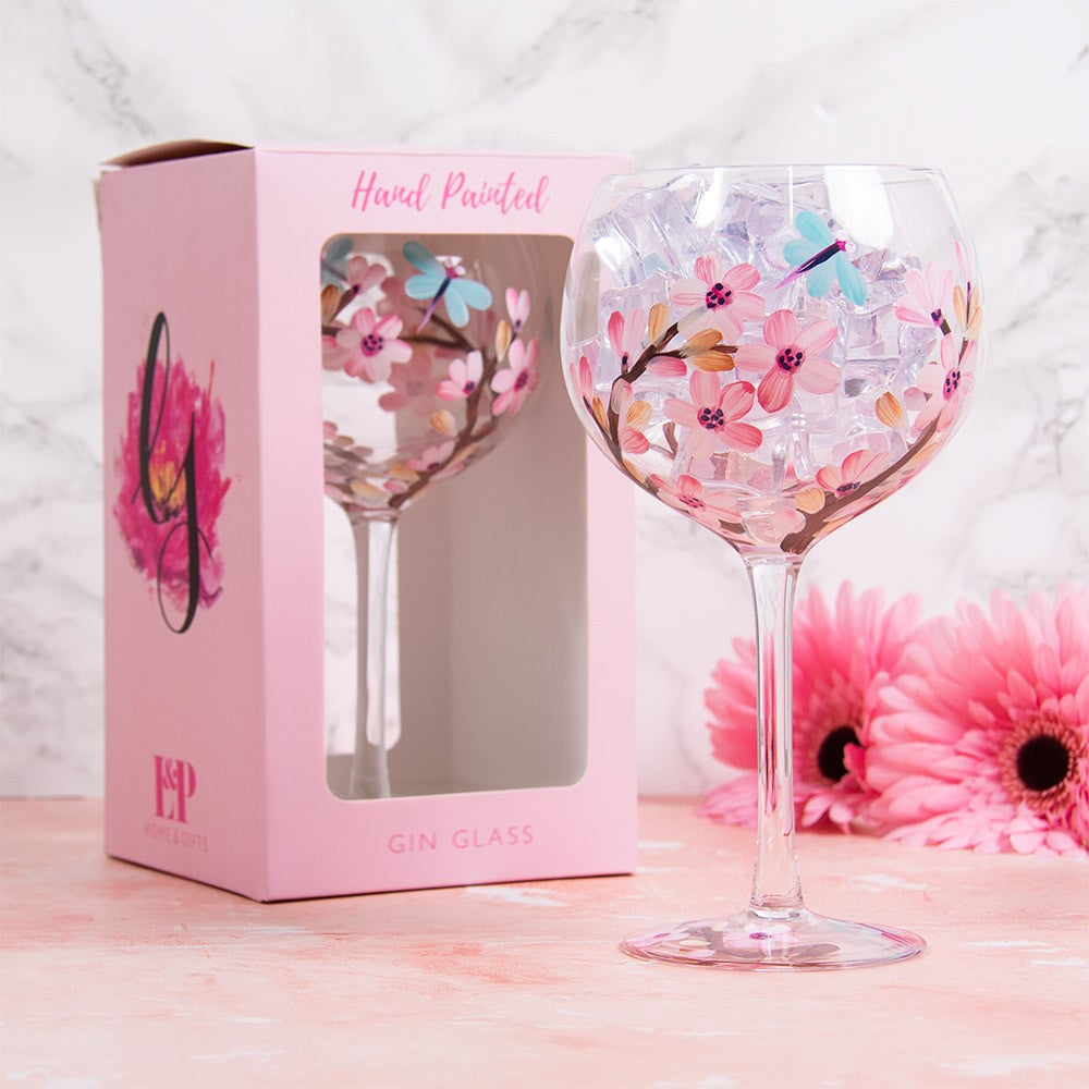 Blossom &amp; Dragonfly Gin Glass
