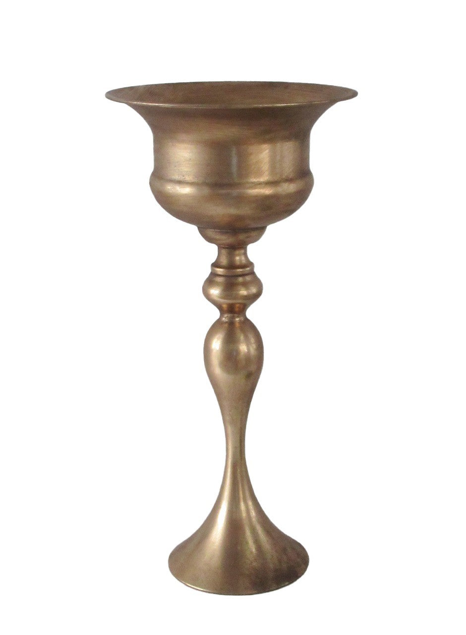 Antique Gold Creation Metal Bowl on Tall Stem (58.5cm)
