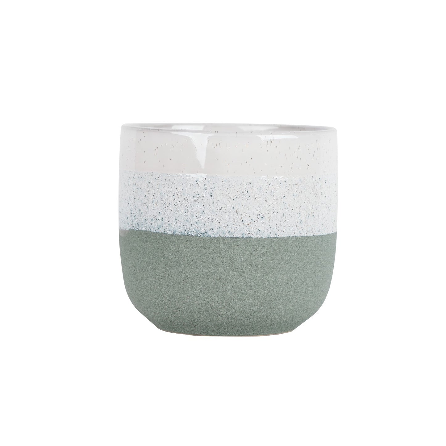 Hortus Green &amp; White Bordeaux Stoneware Pot (20cm H x 22cm Dia)