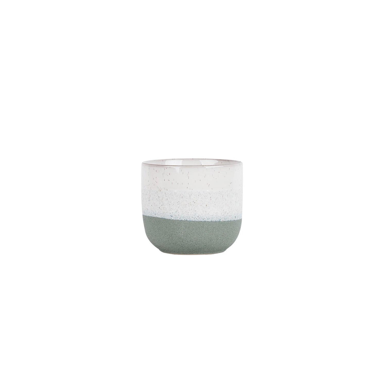 Hortus Green &amp; White Bordeaux Stoneware Pot (11cm H x 12.5cm Dia)