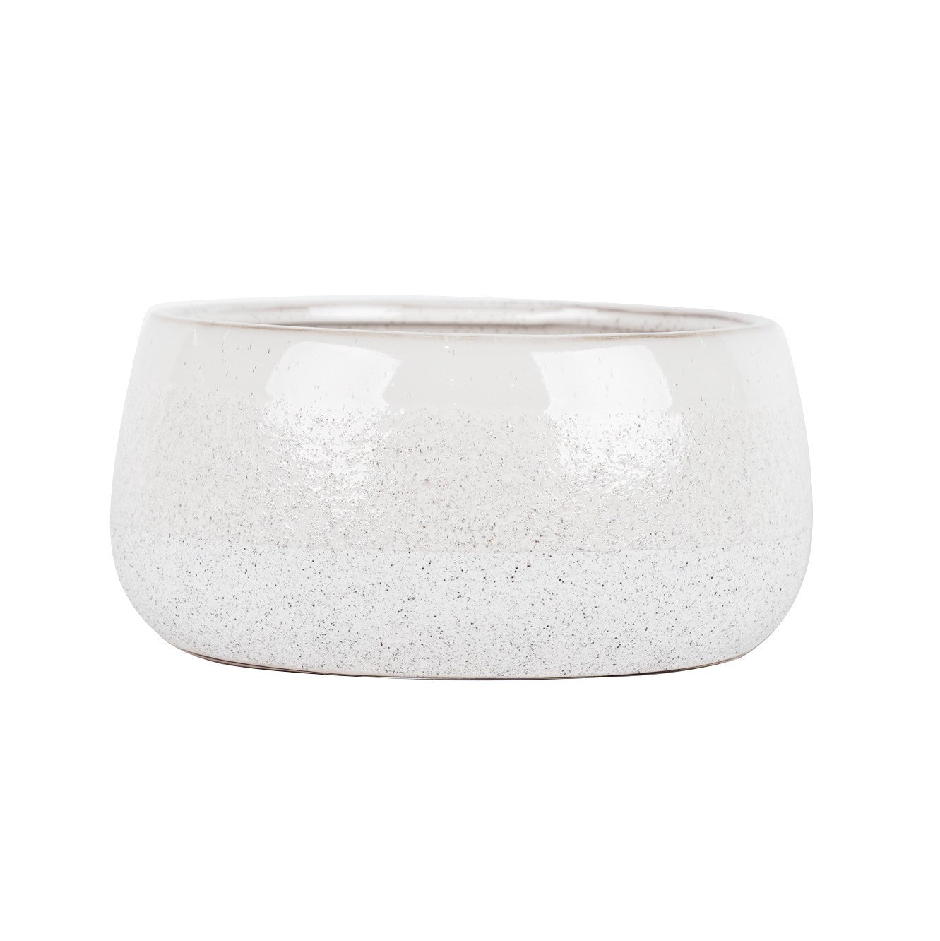 Hortus White Bordeaux Stoneware Pot (13.5cm H x 25.5cm Dia)