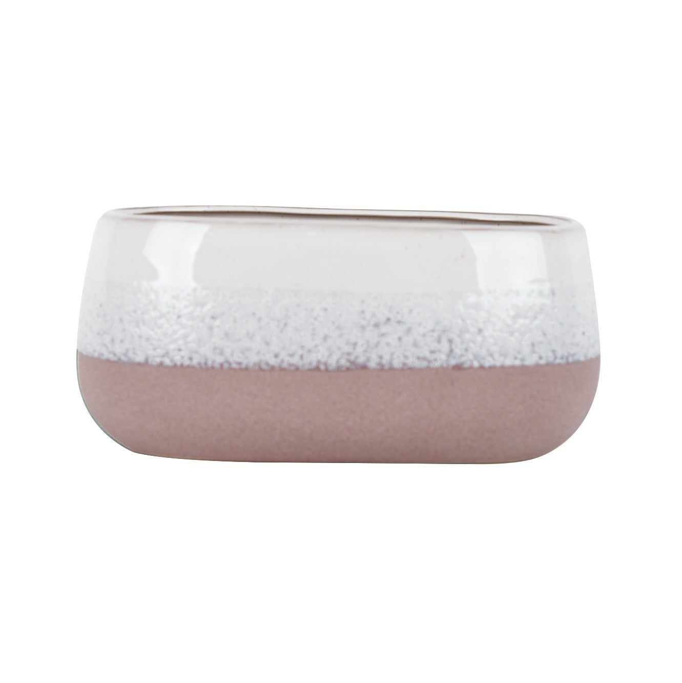 Hortus Pink &amp; White Bordeaux Stoneware Pot (13cm H x 26cm Dia)