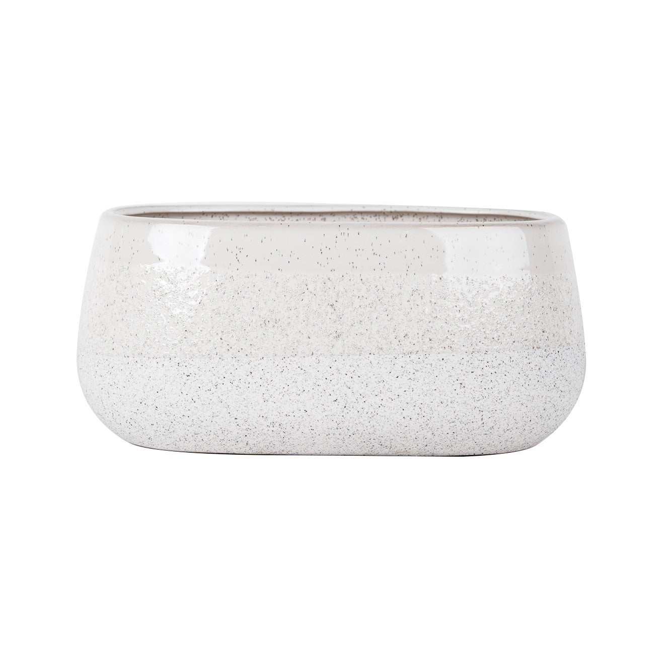 Hortus White Bordeaux Stoneware Pot (13cm H x 26cm Dia)