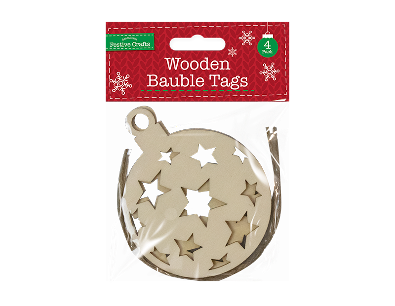 Wooden Baubles Tags (4 Pack)