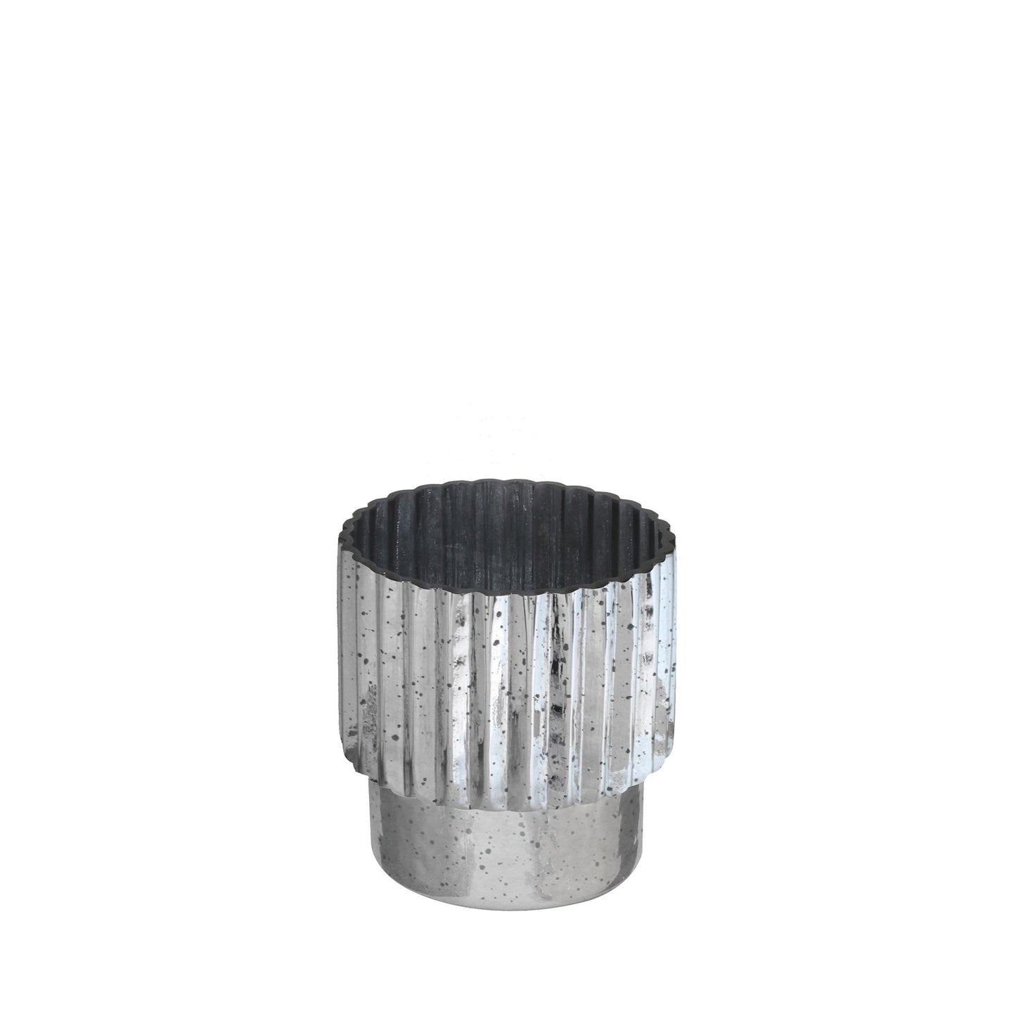 Silver Tonal Ribbed Cylinder VaseÂ (15cm)