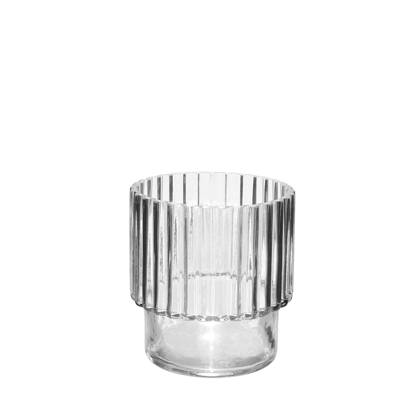 Clear Wide Ribbed Glass Vase (15cm)