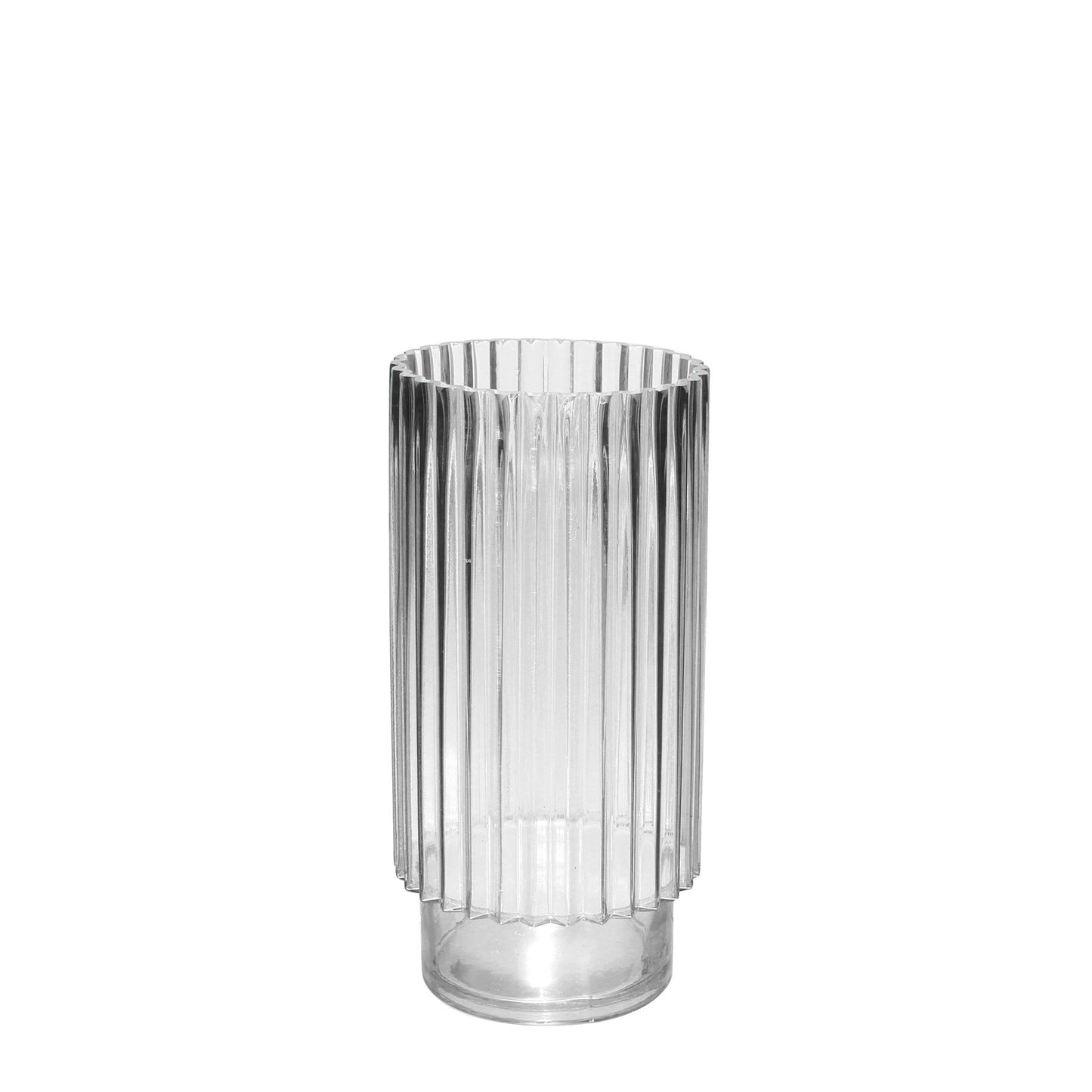 Clear Wide Ribbed Glass Vase (30cm)