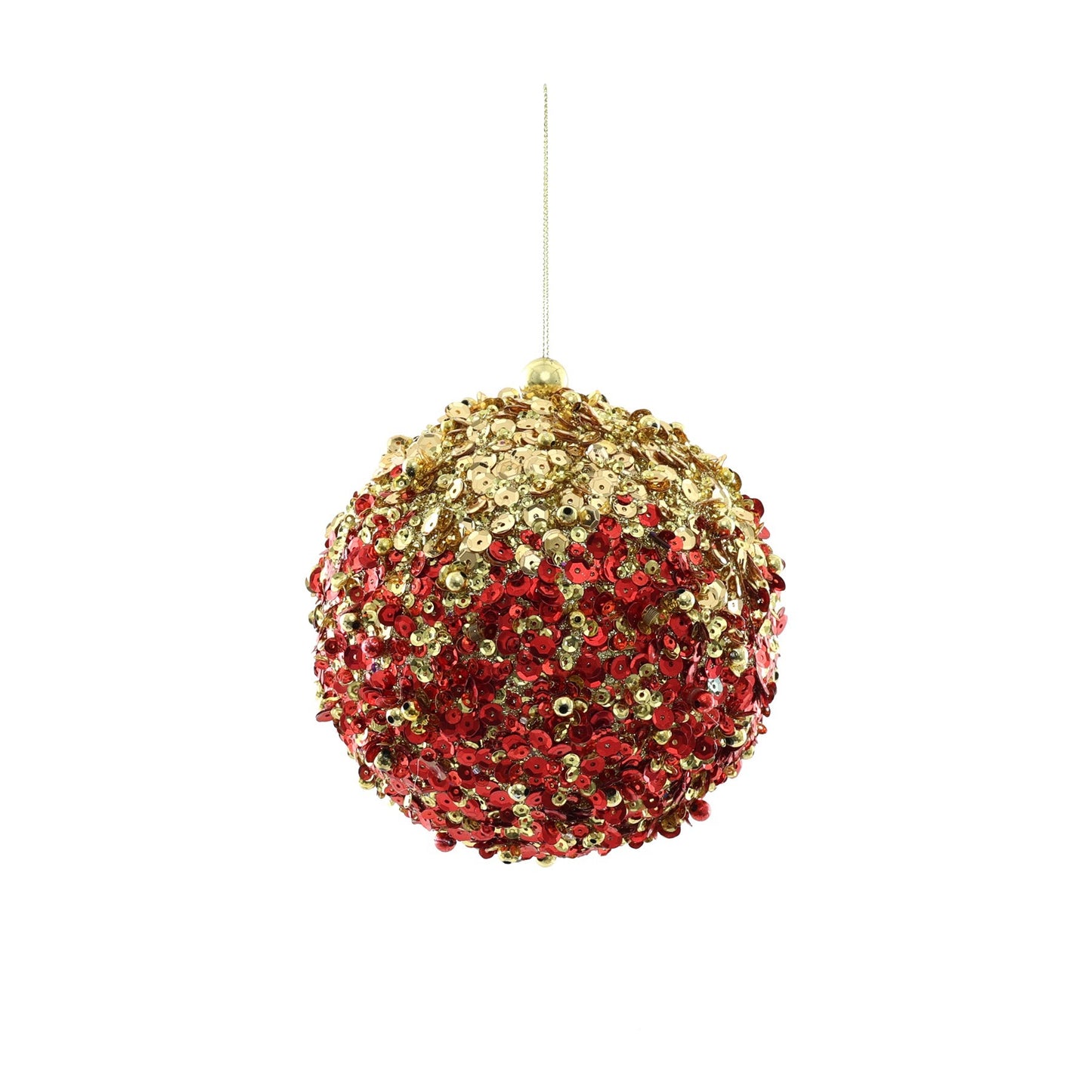 Sequin Encrusted Hanging Decoration - Red &amp; Gold (12cm)