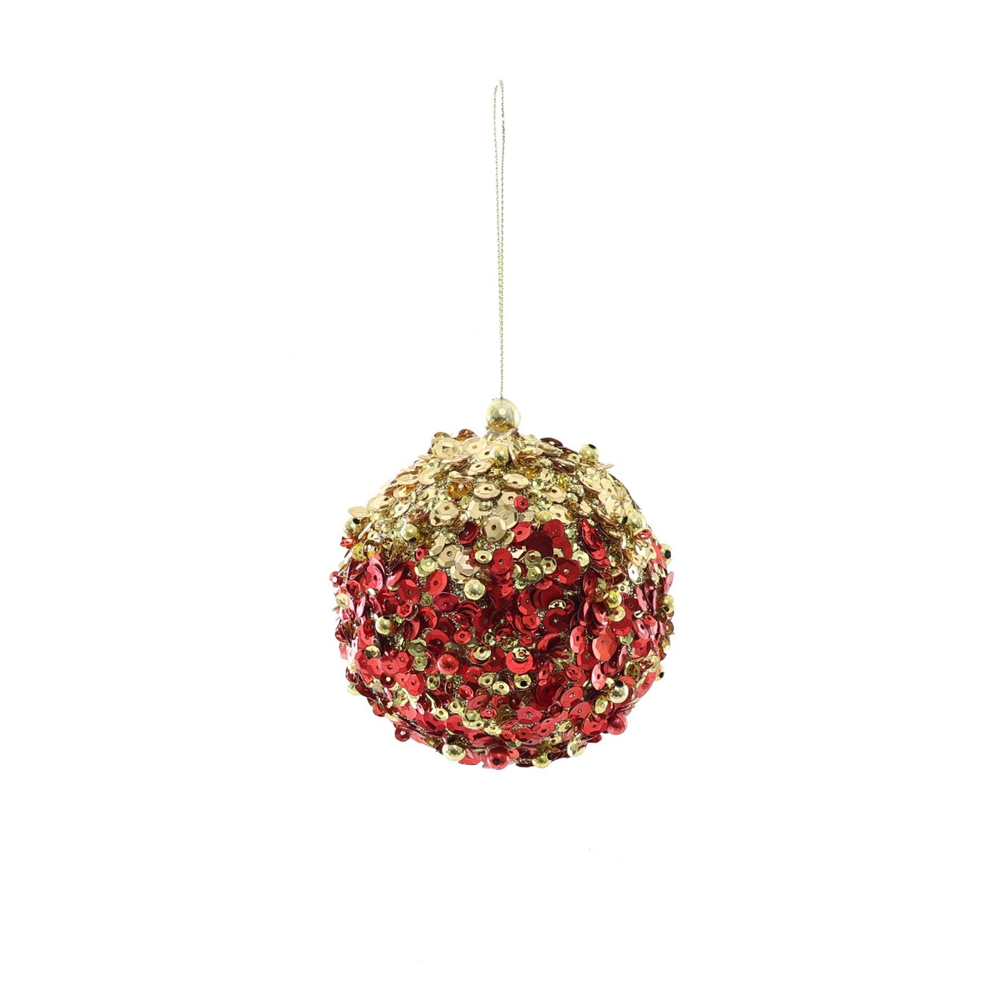 Sequin Encrusted Hanging Decoration - Red &amp; Gold - (Small)