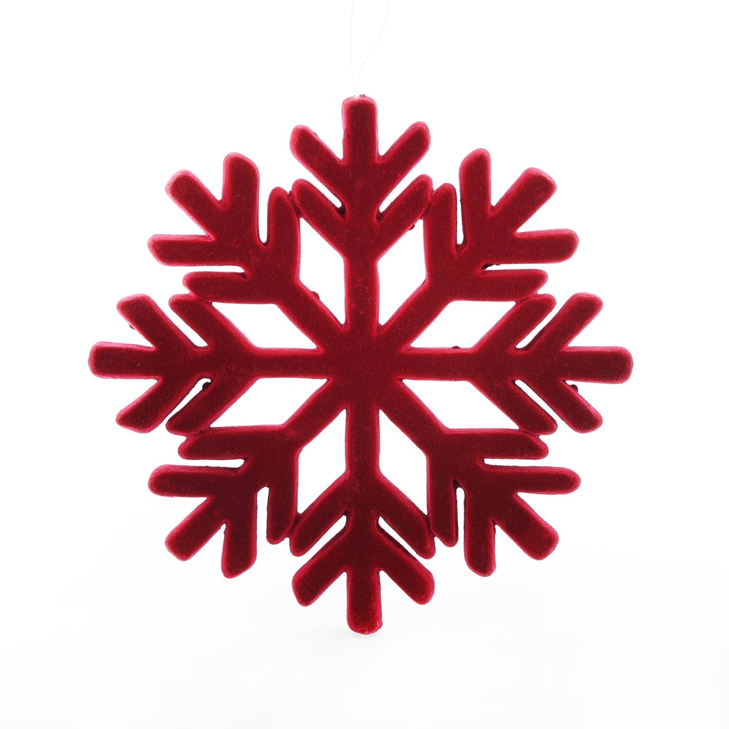 Flocked Snowflake Hanging Decoration - Burgundy  (22cm)