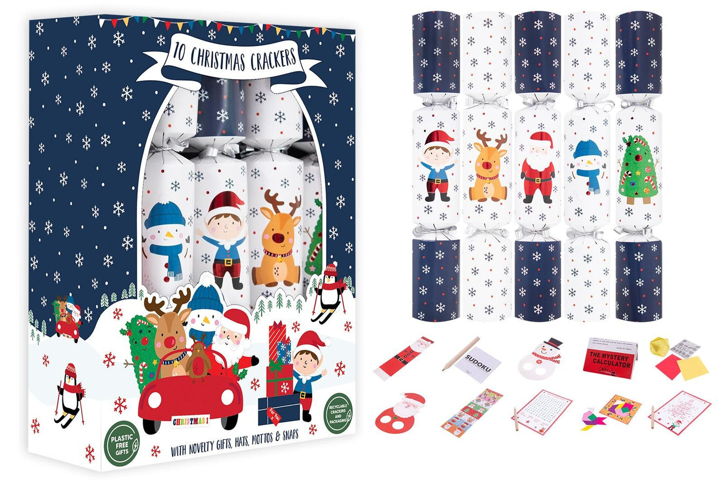 10 Family Santa &amp; Friends 12\" Crackers
