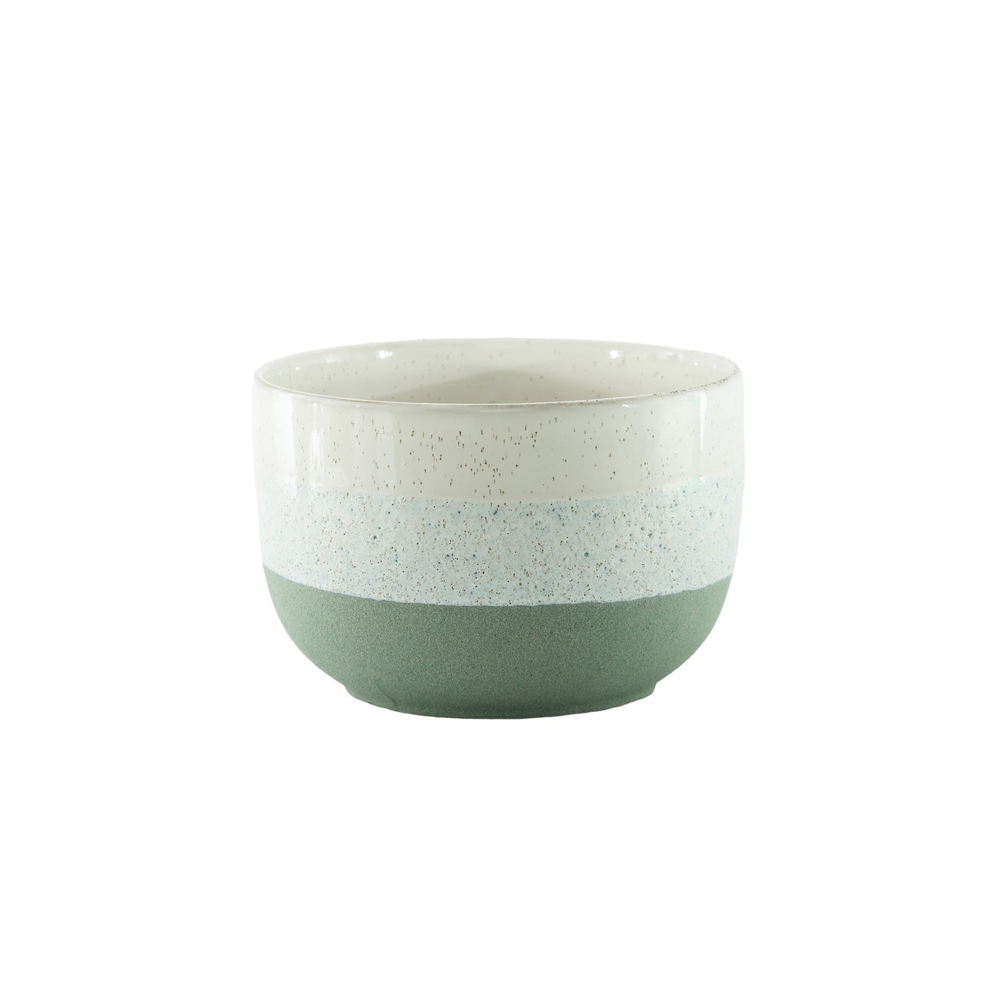 Hortus Green &amp; White Stoneware Pot (14cm H x 21cm Dia)