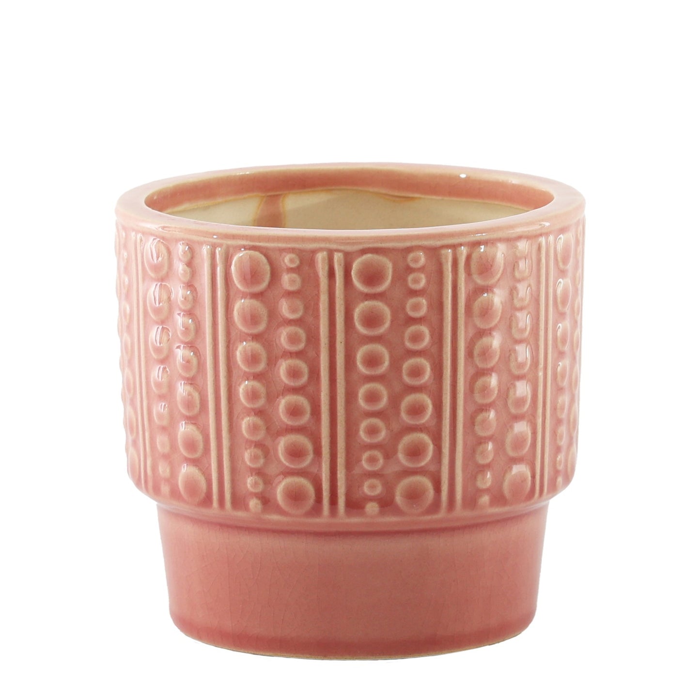 Hortus Salmon Pink Warwick Dimple Pot (21.5cm H x 22cm Dia)