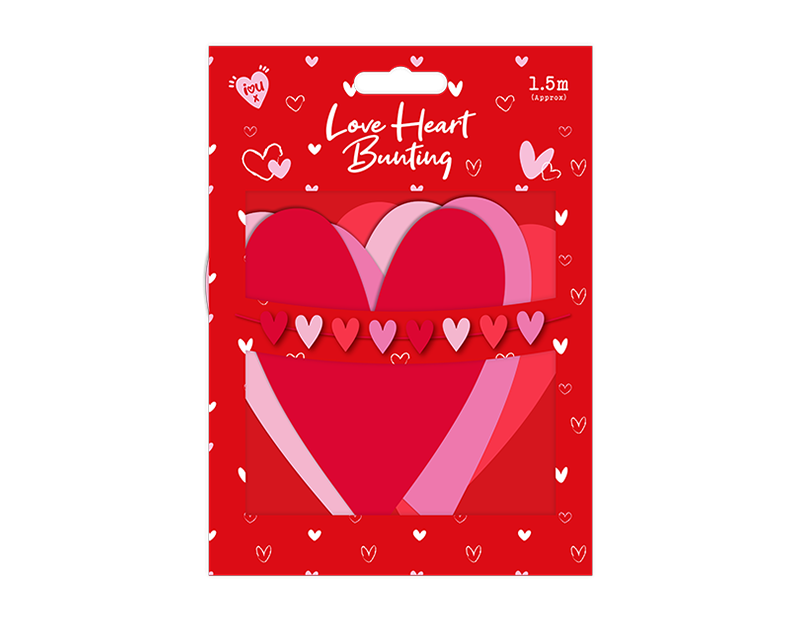 Valentines Love Heart Bunting (1.5m)