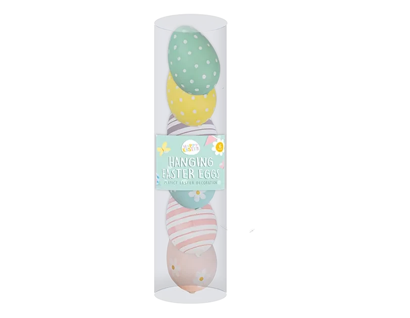 Pack of 6 Hanging Printed Easter Eggs