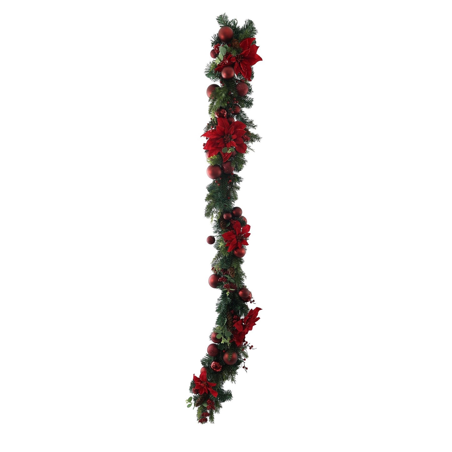 Poinsettia &amp; Pine Garland (180cm)