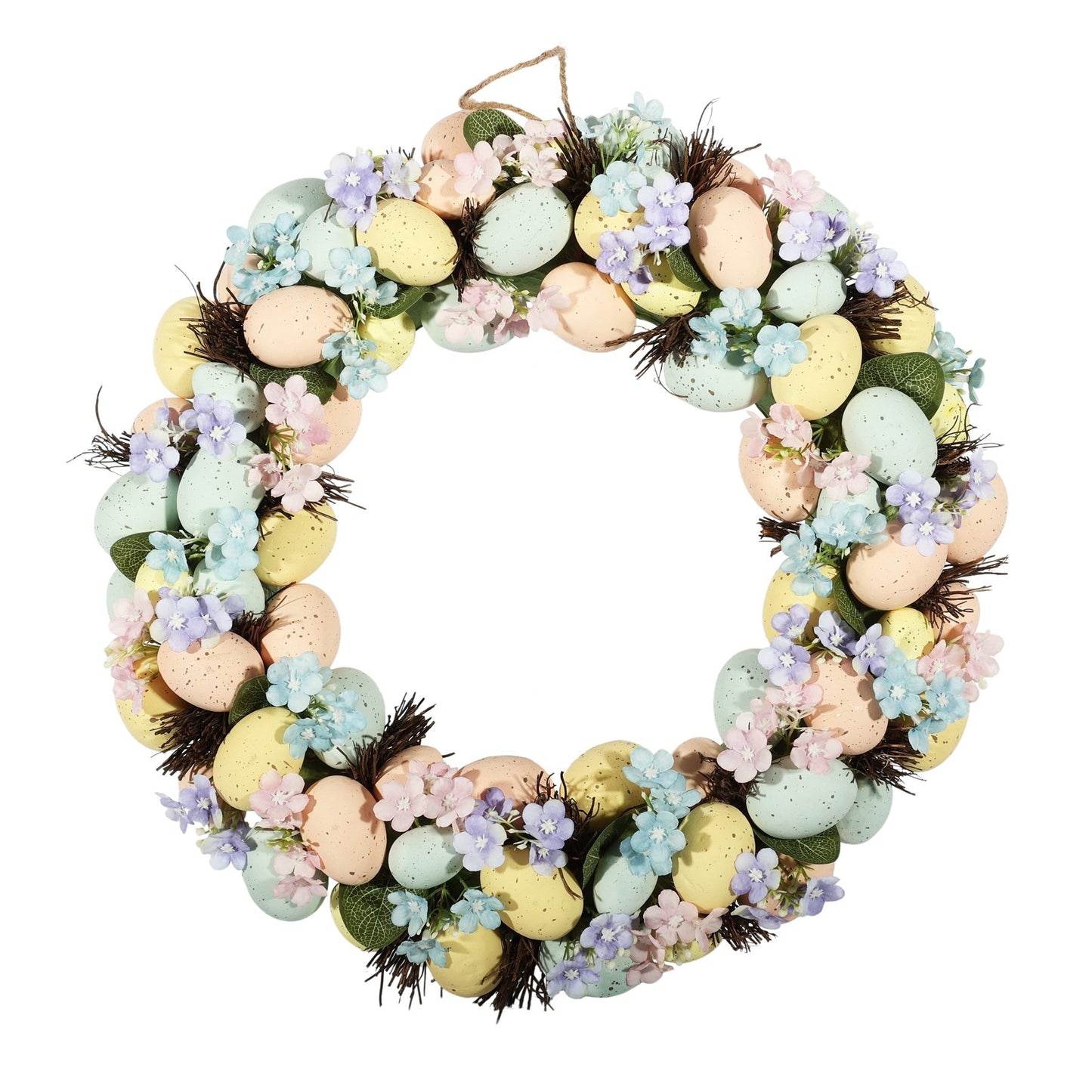Easter Egg Wreath with Pastel Spring Flowers (43cm)