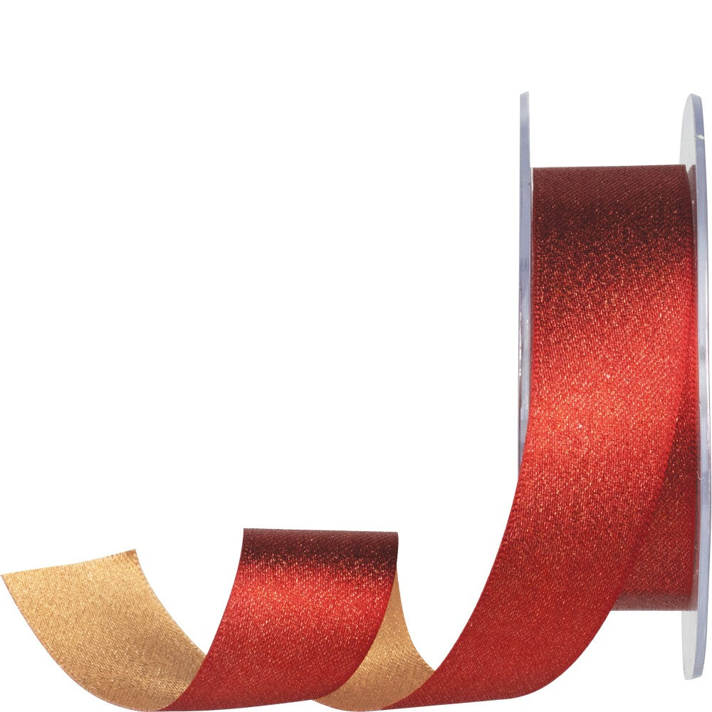 Metallic Red &amp; Gold Glamour Duo Ribbon (25mm)