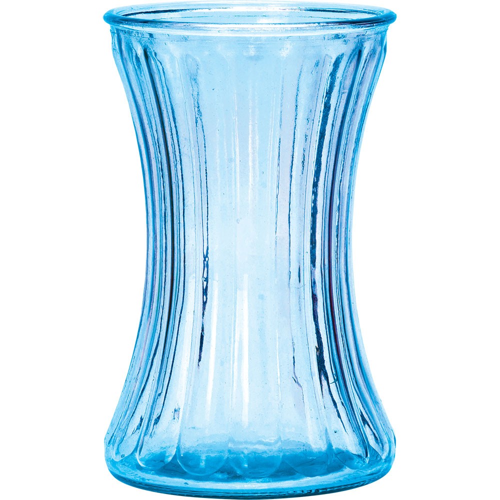 Pale Blue Hour Glass Pencil Pleat Vase
