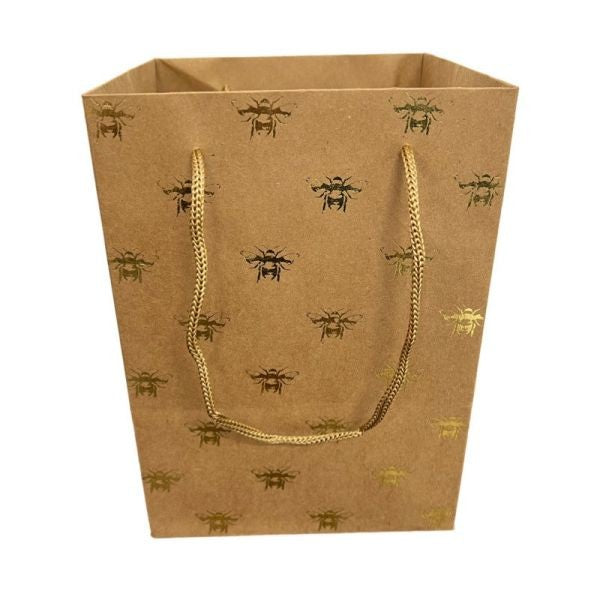 Kraft Flower Bag with Gold Bees (Pack of 10)