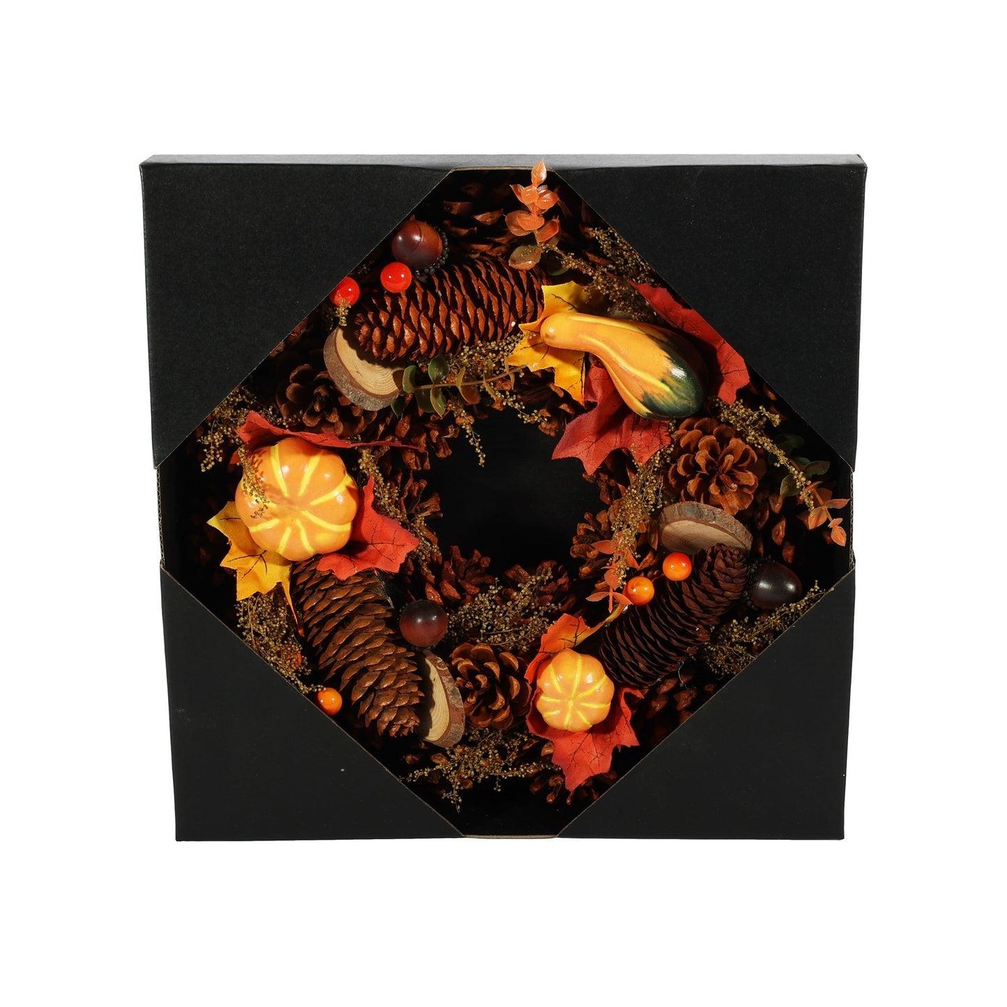 Autumn Wreath with Pumpkins &amp; Wood Slices (30cm)