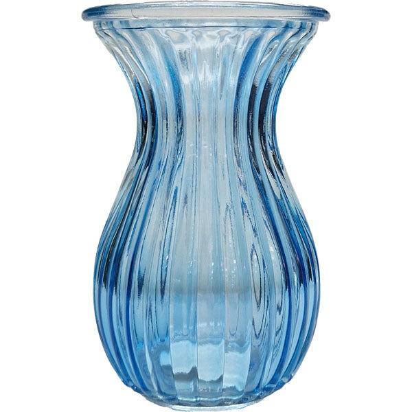 Blue Harper Fluted &amp; FlaredÂ Glass Vase (14cm)
