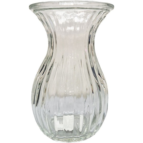 Clear Harper Fluted &amp; FlaredÂ Glass Vase (14cm)