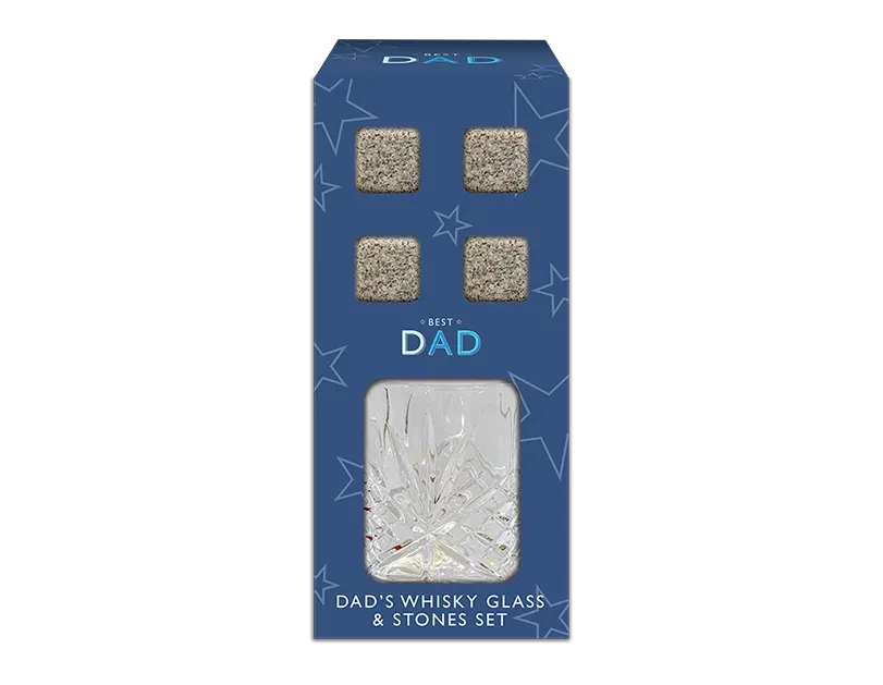 Fathers Day Whiskey Glass &amp; Stones Set